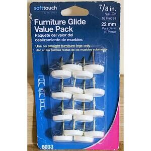 Waxman 7/8" White Nail-On Furniture Glide Value Pack New 16 Piece 22MM New